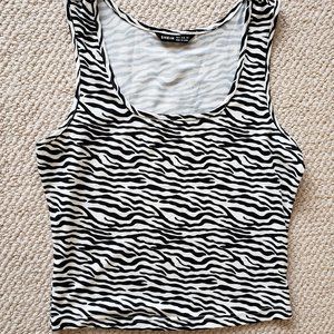 Zebra Stripe Square Neck Tank Top Sz S
